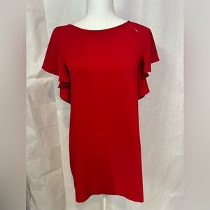 Zara Red Ruffle Sleeve Blouse
